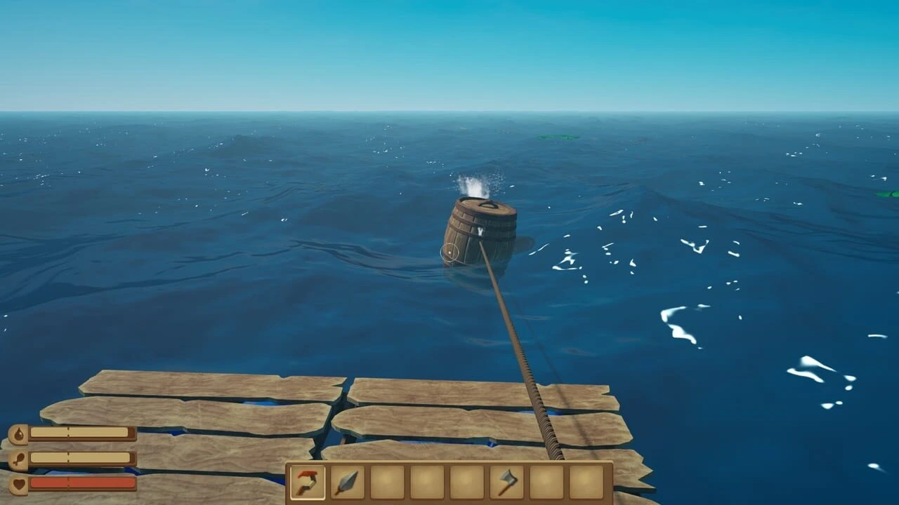 Raft resource ESP and shark tracker in a multiplayer lobby